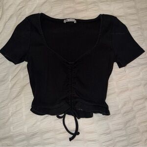 Zara Black Ruched Crop Top